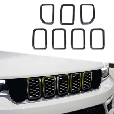 7x Black Front Grille Insert Accessories Cover Trim for Jeep