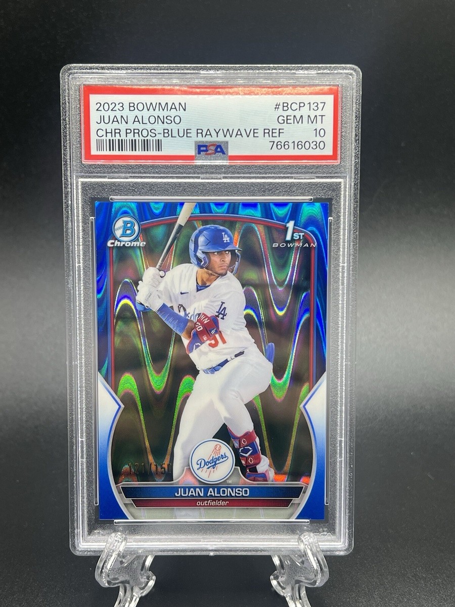 2023 Bowman Juan Alonso 1st Blue Wave Refractor /150 PSA 10 Gem 