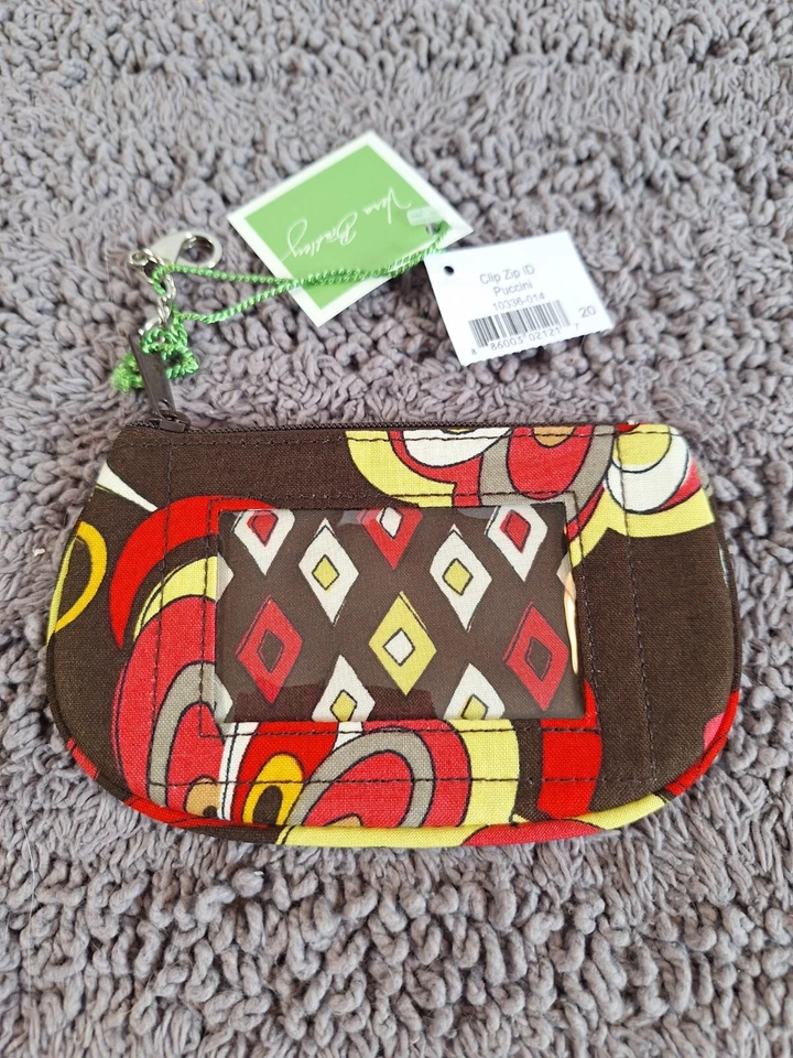 Vera Bradley 夹子拉链 ID 棕色多色迷你钱包 Puccini — 第 2/4 张图片