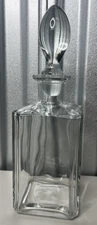 Whiskey Decanter Alcohol Bar Cart Bottle Stopper Glass Heavy ~11" Tall w/ top