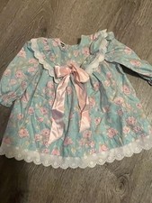 Vintage Polly Flinders Toddler/Infant Dress 12 Months Floral with Lace, Ribbon