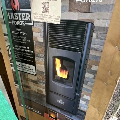 Master Forge Mini Pellet Stove Black EPA ETL 30lb Hopper 800-1200sqft 4976270