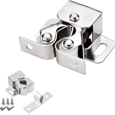 6 Pack Cabinet Latch - Double Roller Catch Hardware for Cupboard Closet Kitch