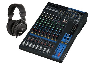 Superkompaktes Yamaha MG12 Mischpult mit Equalizer und Mikrofon SET + Kopfhörer