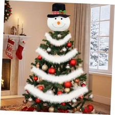 1 Pcs Snowman Christmas Tree Topper with 1 Pcs 18 ft White Fake Snow Garland