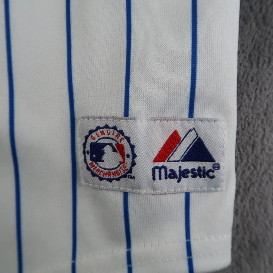 Vtg 90s Chicago Cubs Jersey Majestic MLB Baseball XL Youth Striped Blank Button - Image 4 of 4