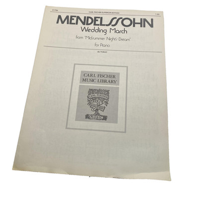 Vintage Carl Fischer Mendelssohn Wedding March Piano Score Sheet Music 1902