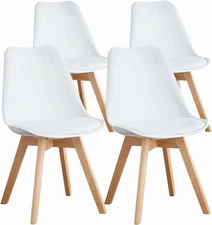 OLIXIS Set of 4 Dining Kitchen Mid-Century Modern Chairs with Wood Legs and PU L