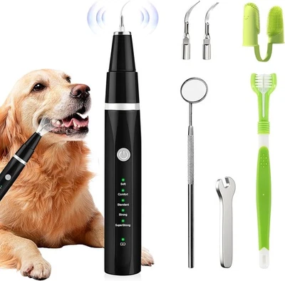 FALUCKYY Electric Dog Teeth Cleaning Kit with LED Light & 5 Modes | USB Rechargeable Den