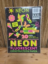 Lot Of 5 Packs Of 20 Sheets, Neon Fluorescent Construction Paper