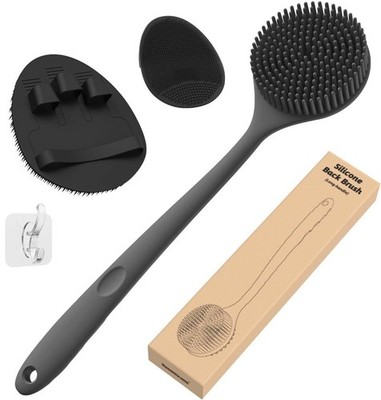 Silicone Back Scrubber (Thick Bristles) & Bath Glove & Face Brush Set(3PCS)...