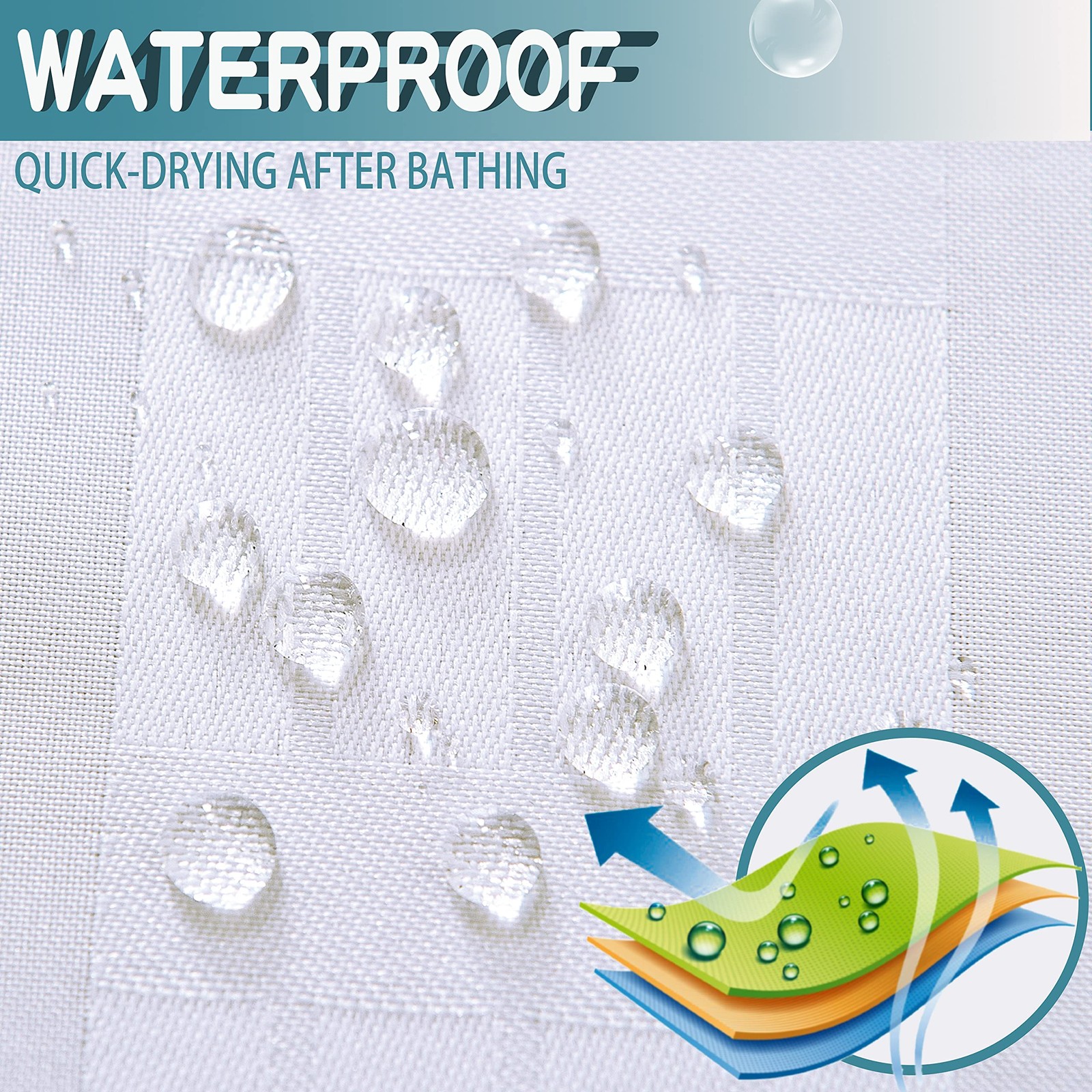 Extra Wide No Hook Shower Curtain with Snap in Liner Set, 108" x 74" Hotel Lu...