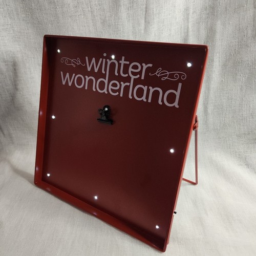 Fetco LED Schild Metall rot Staffelei Winter Wonderland mit Foto Notiz Clip 9" x 9" - Bild 10 von 16