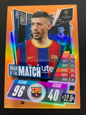 2020-21 Chrome Match Attax UCL Orange Refractor Clement Lenglet ed/25 BARCELONA