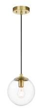 Modern Globe Pendant Light Brass Kitchen Pendant Lighting with Clear Glass