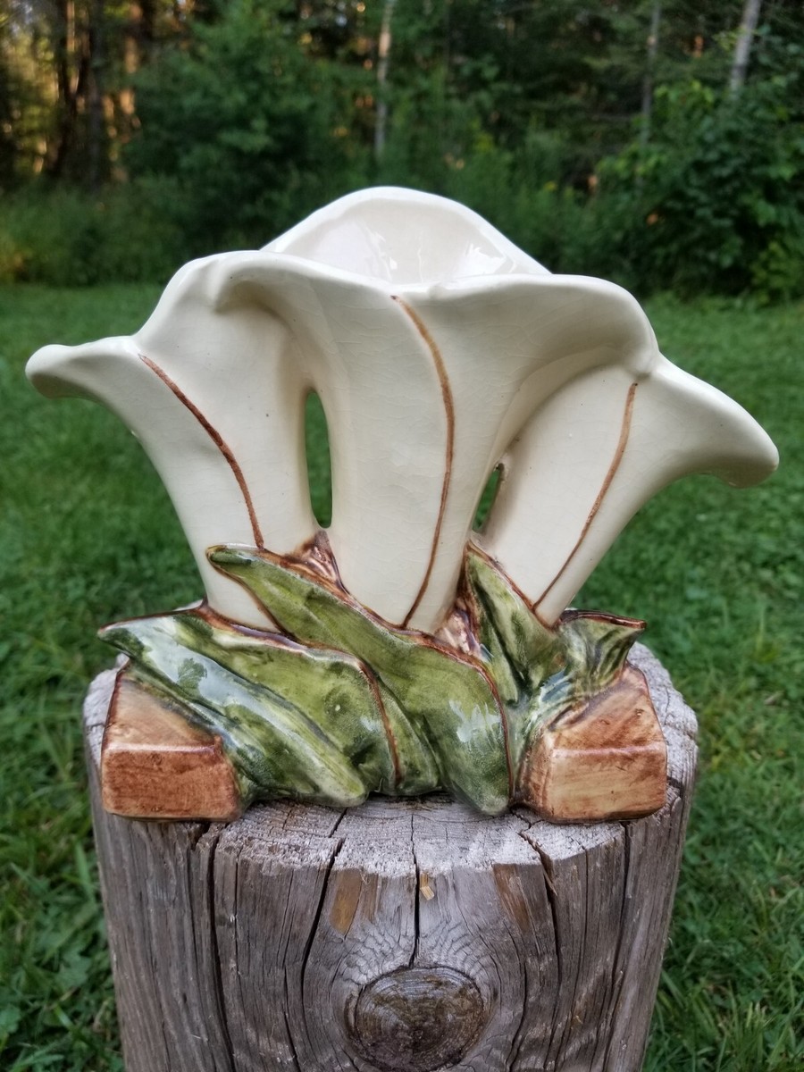 【希少品】McCoy　マッコイ　ビンテージ　花瓶　USA　コレクション Vintage McCoy Pottery Easter 3 Lily Planter Vase USA Ceramic Art