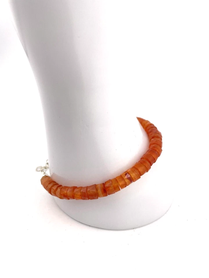 Pulsera de piedra cornalina naranja brillante joyería de moda para mujer Foto 2 de 4
