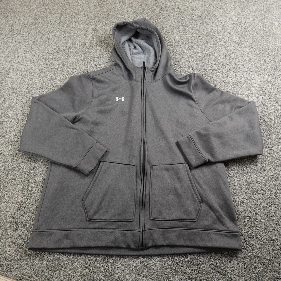 Under Armour Sudadera con Capucha para Mujer 2XL Gris Suelta Cremallera Sudadera Chaqueta Suelta Grunge UA Foto 2 de 4
