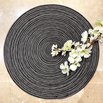 Polypropylene Black Silver Melange Round Table Placemat Set (40 cm) 4 pcs
