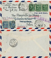 USA to DUTCH EAST INDIES via HONG KONG AIRMAIL REDIRECTED in JAVA SEPTEMBER 1939