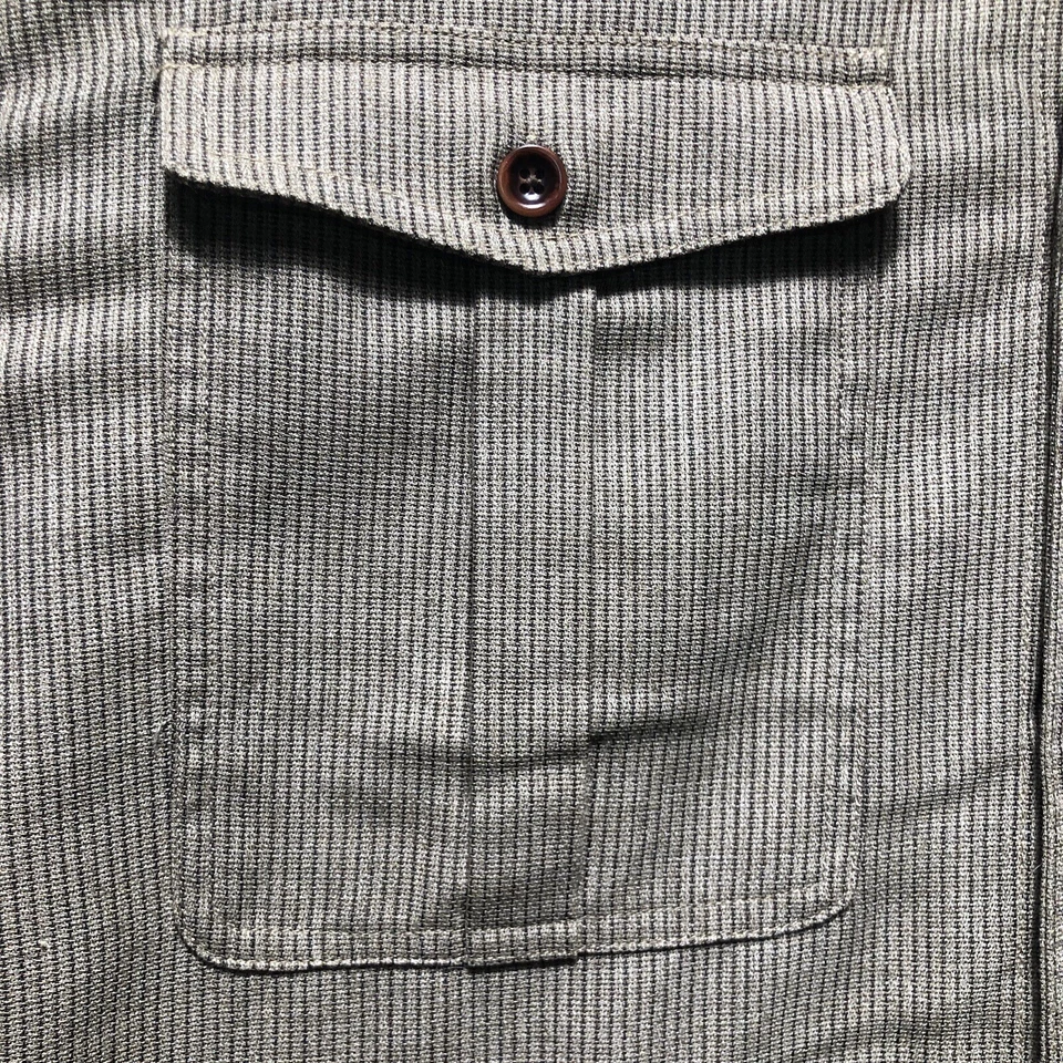 J. Peterman Wool Blend Tan Pin Striped Safari Button-Front Shirt Men's Large - Image 4 of 4