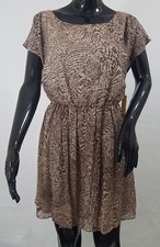 Alice + Olivia Dress Size Extra Small 100% Silk Animal Print Brown Cut Out Back