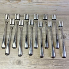 Lenox WILLIAMSBURG FEATHER EDGE Stainless 12 Cocktail Forks Glossy Flatware