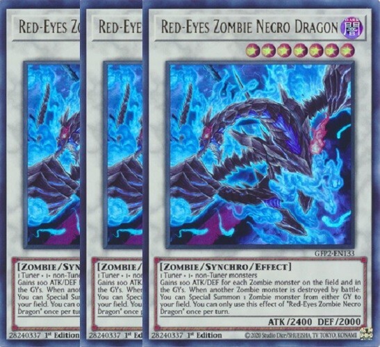 Yugioh - Red-Eyes Zombie Necro Dragon x 3 - 1st Ultra Rare NM - Free Holo  Card | eBay