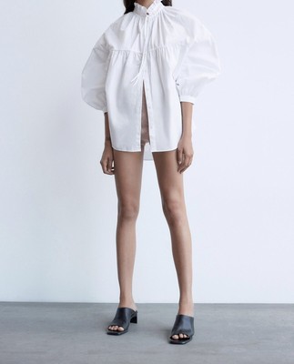 zara white poplin top