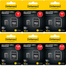 Intenso Micro SD Card Memory Card Premium Class 10 UHS-I 16GB 32GB 64GB 512GB