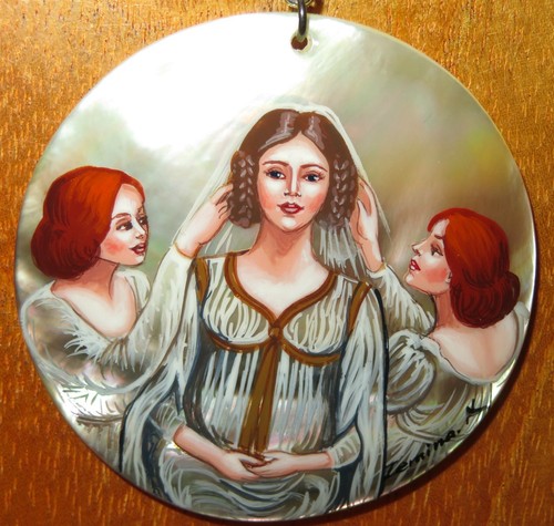 THE BRIDE Pendant Florence Small English Artist reproduction hand painted SHELL - Picture 2 of 11