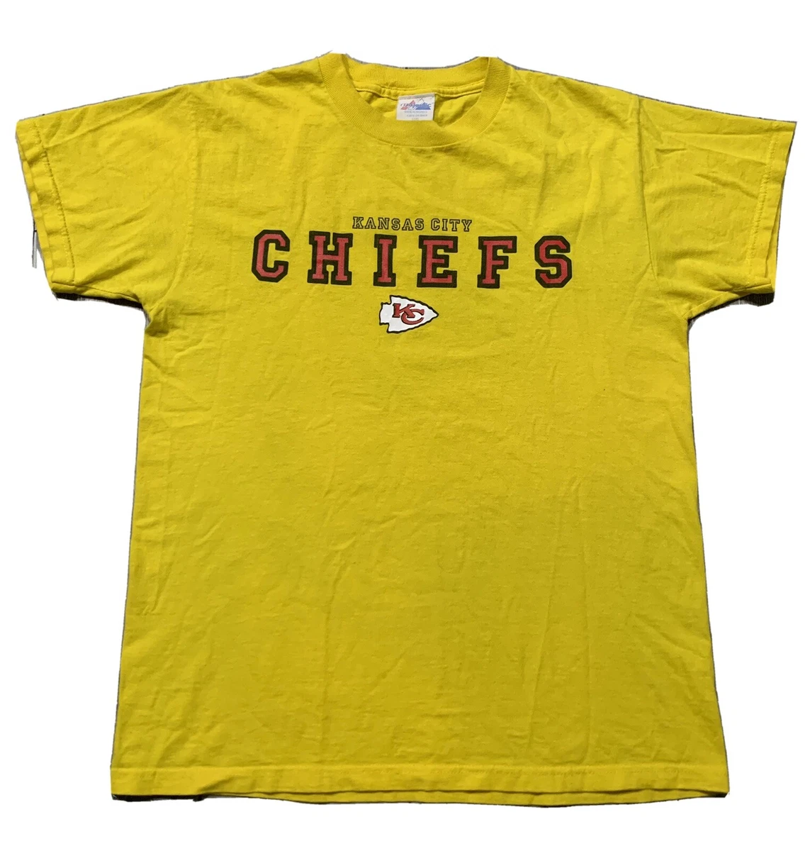 Kansas City Chiefs Majestic T-Shirt Yellow Short Sleeve Crew Neck Size  Medium