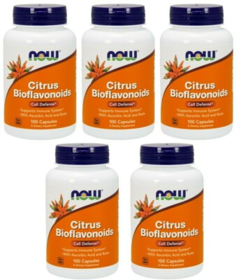 NOW Foods Citrus Bioflavonoids 1400mg 5X100 Caps Ascorbic Acid/Rutin/Kosher