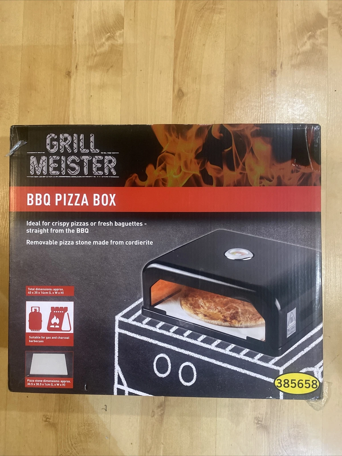 Grill Meister BBQ Pizza Box Oven For Gas or Charcoal Includes Barbecue Stone
