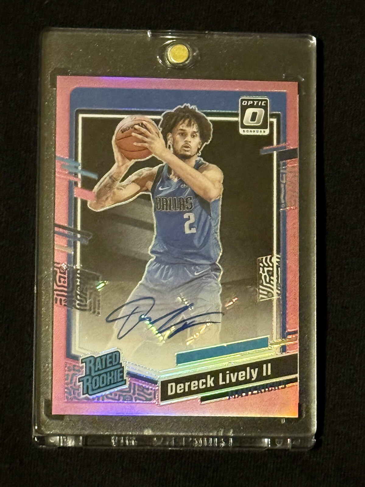 2023-24 Panini Optic- Dereck Lively II Pink Prizm Rated Rookie Auto /25!! #281