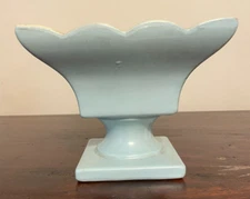 VTG HULL #158 Pottery Lite Blue & Cream compote candy scalloped dish 1950’s MCM