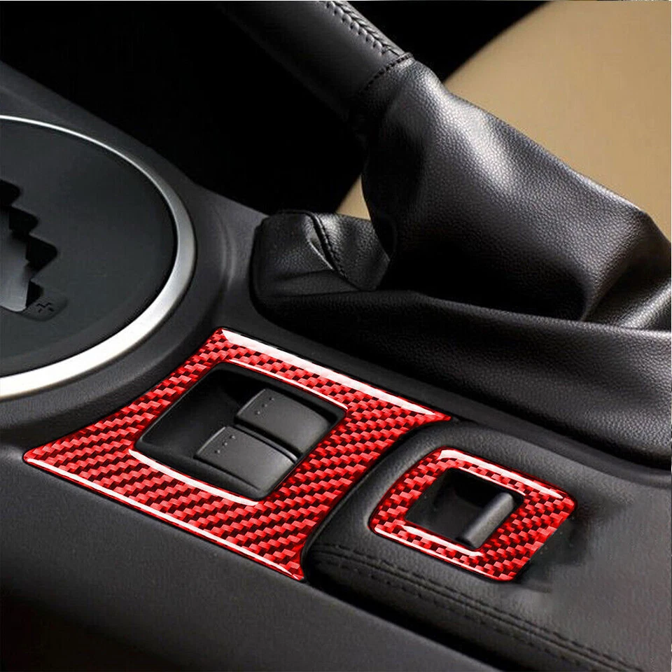 Para Mazda MX-5 Miata 2012-15 acabamento de quadro interruptor central interior fibra de carbono vermelho - Imagem 4 de 4