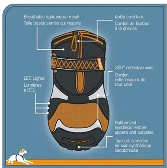 Zapatos para Perros Medianos Pata 2.75" Luces LED Incorporadas Kurgo Step N Estroboscópico Foto 3 de 4