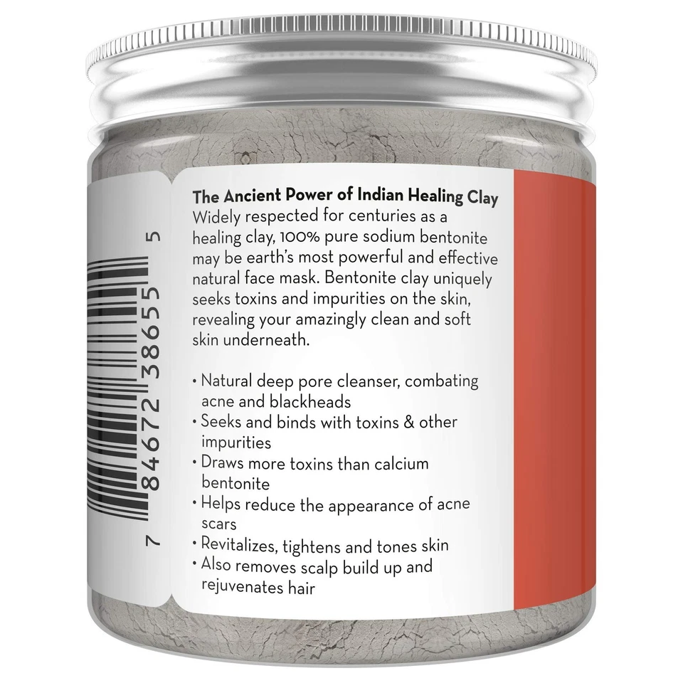 Pó de argila bentonita Pure Body Naturals para desintoxicação faça você mesmo e máscara facial,... - Imagem 4 de 4