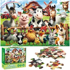 48 Piece Floor Puzzles for Kids Boys Girls Farm Animals Puzzles Gift 2 x 3 feet