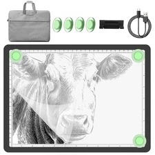 9000LUX A4 Rechargeable Tracing Light Box with Padded Case,Wireless Diamond A...