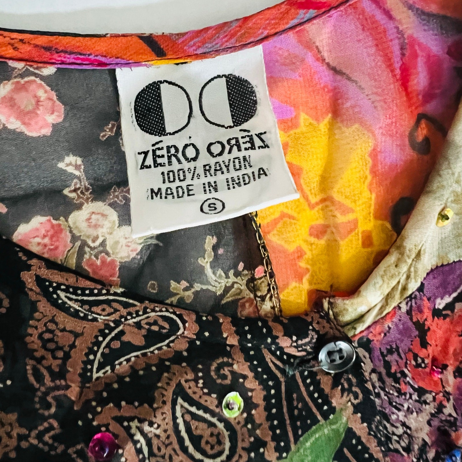 Zero Zero Multicolored Beaded Button Up Long Slee… - image 3