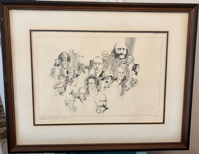 Richard Mlodock Signed Numbered  Art Work Of Famous Composers Wooden Frame