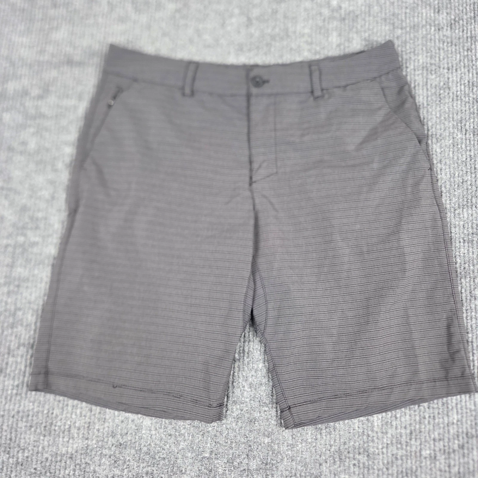 Hang Ten Mens Gray Striped Hybrid Walk Shorts Size 36 Quick Dry Stretch 26421