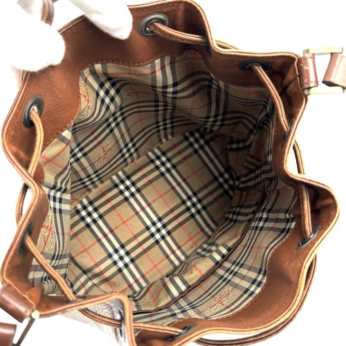 BURBERRY Shoulder Bag Brown Leather Drawstring Authentic - Bild 22 von 24