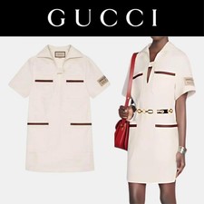 USED GUCCI WEB STRIPE DETAIL COTTON DRESS GOOD