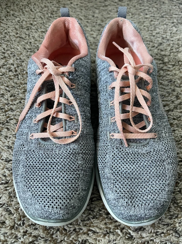 Skechers Sneakers Womens 10 Gray Pink Flex Appeal 3.0 High Tides Knit - Image 2 of 4