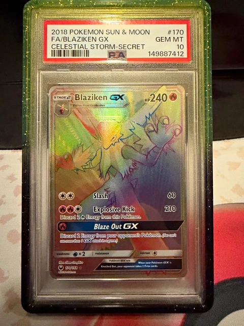 Pokemon 2018 Celestial Storm Blaziken GX Secret Rare PSA 10 170/168