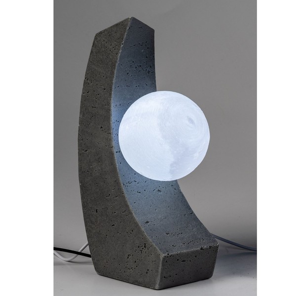 Akkubetriebene Tischlampe Stone Schwarz L. 30Cm Aus Kunststein Formano-image