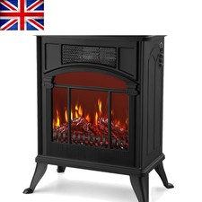 Portable Electric Fireplace with Realistic Flame Effect - 1900W Classic Heater